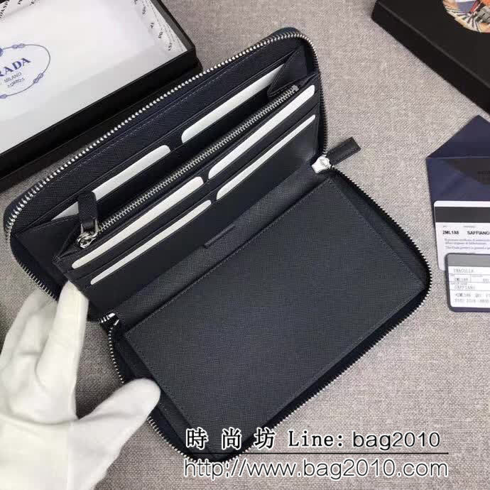 PRADA普拉達 專櫃最新款式 爆款 男士大號單拉鏈錢包 2ML188 DD1184